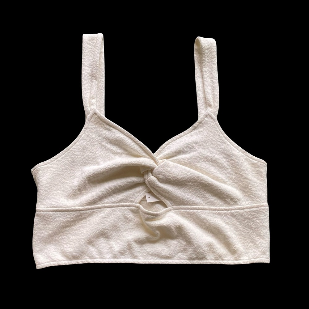 Madewell Women's Crop Top XL Off White Twist Front Terry Cloth NWT Coastal
